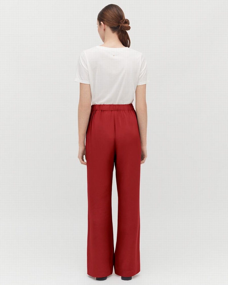 Pantalon Cuyana Silk Wide-Leg Mujer Rojas | HKE8441QU