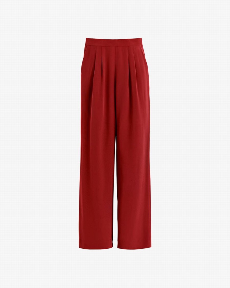 Pantalon Cuyana Silk Wide-Leg Mujer Rojas | HKE8441QU