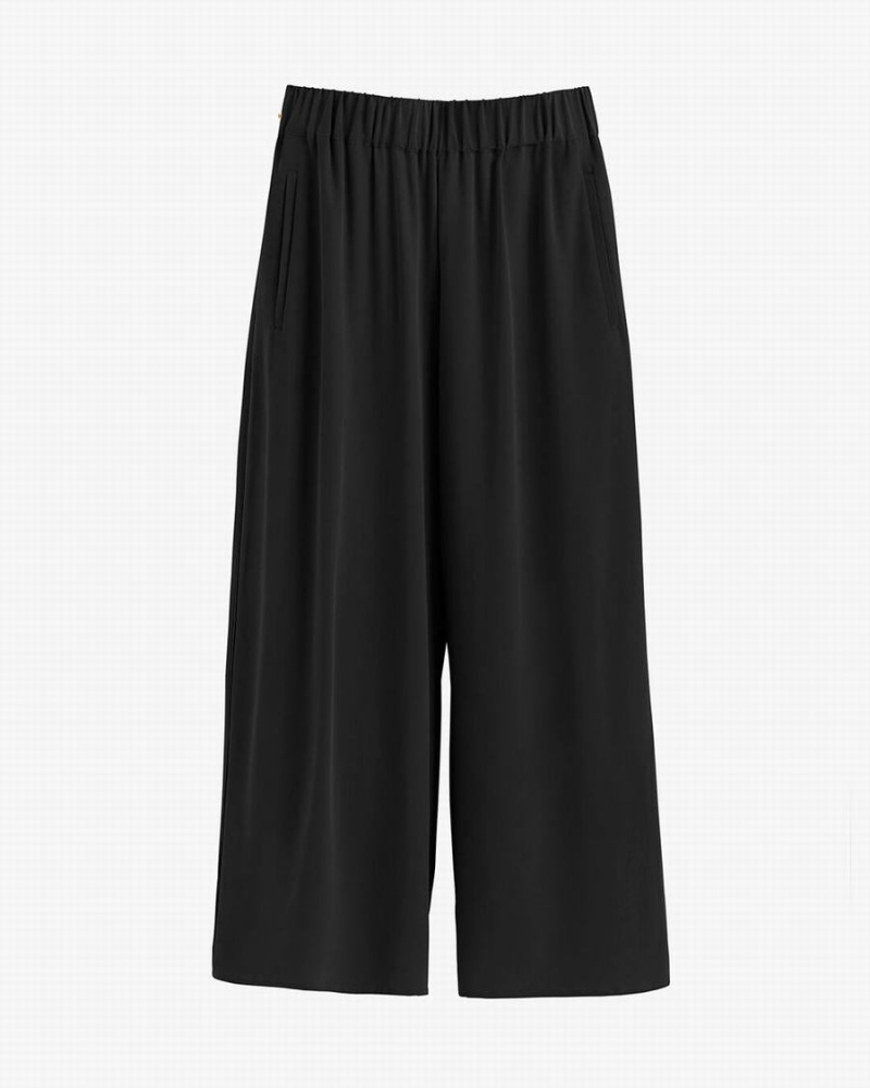 Pantalon Cuyana Washable Silk Wide-Leg Cropped Mujer Negras | YOJ1373DG