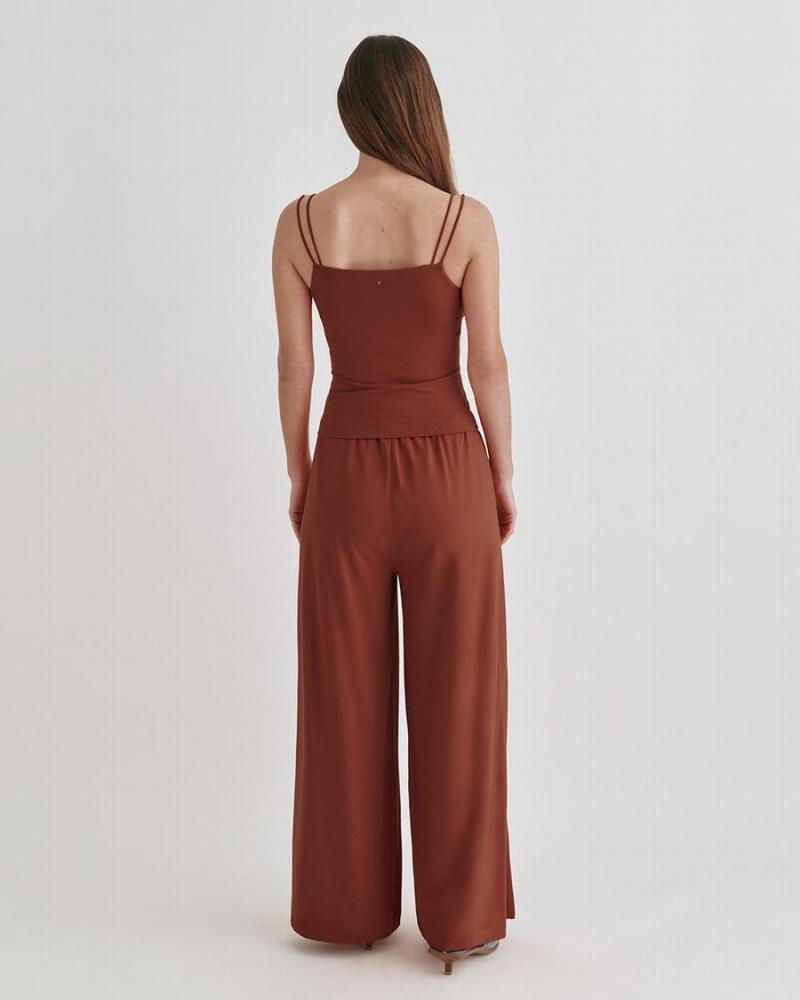 Pantalon Cuyana Wide-Leg Drawstring Mujer Rojas | GGF8390UY