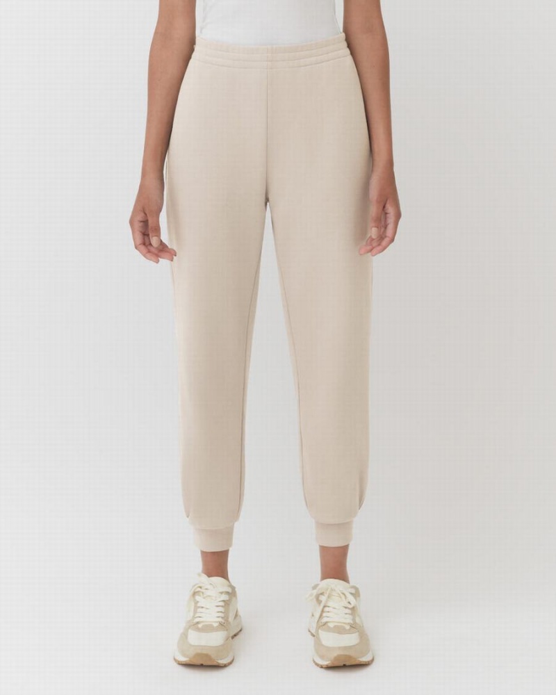 Pantalones Jogger Cuyana Terry Sculpted Mujer Creme Blancas | UFB10049II