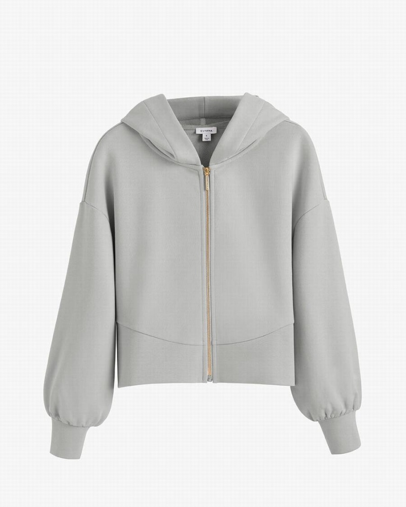 Sudadera con Capucha Cuyana Terry Zip Front Mujer Gris | IRP371SU