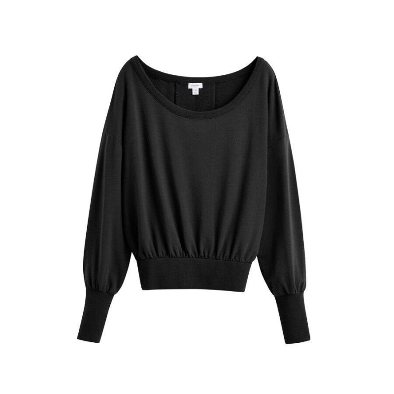 Sudaderas Cuyana French Terry Boatneck Mujer Negras | BEY1624ZF