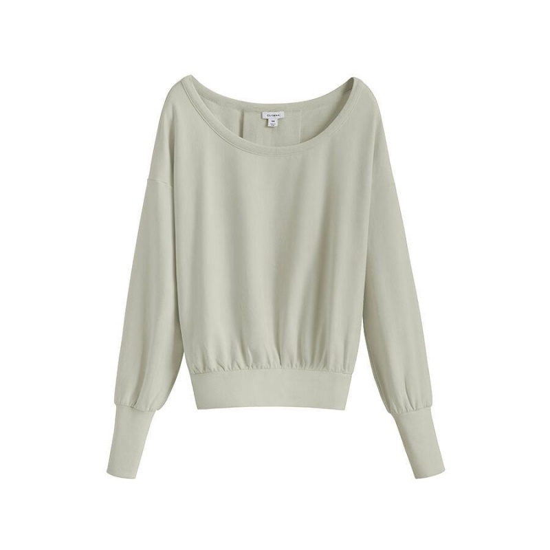 Sudaderas Cuyana French Terry Boatneck Mujer Verde | PIV7990AB