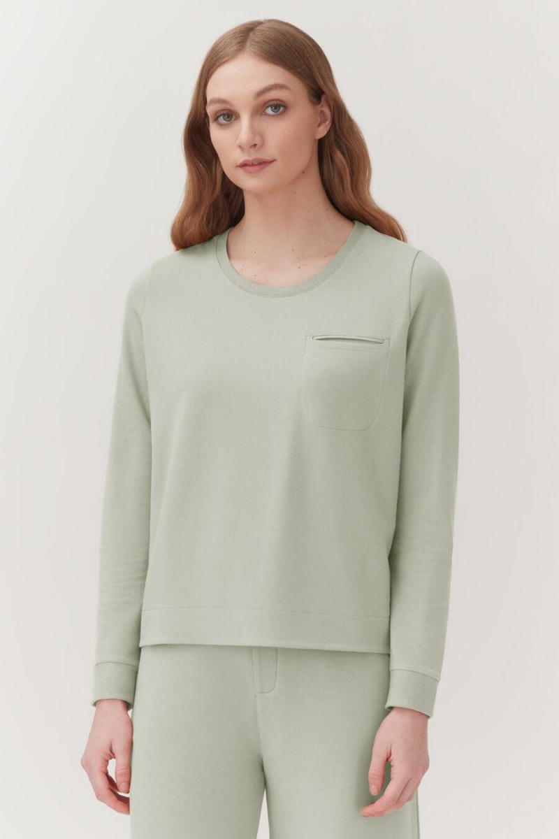 Sudaderas Cuyana French Terry Pleat-Back Mujer Verde | TAS3262BD