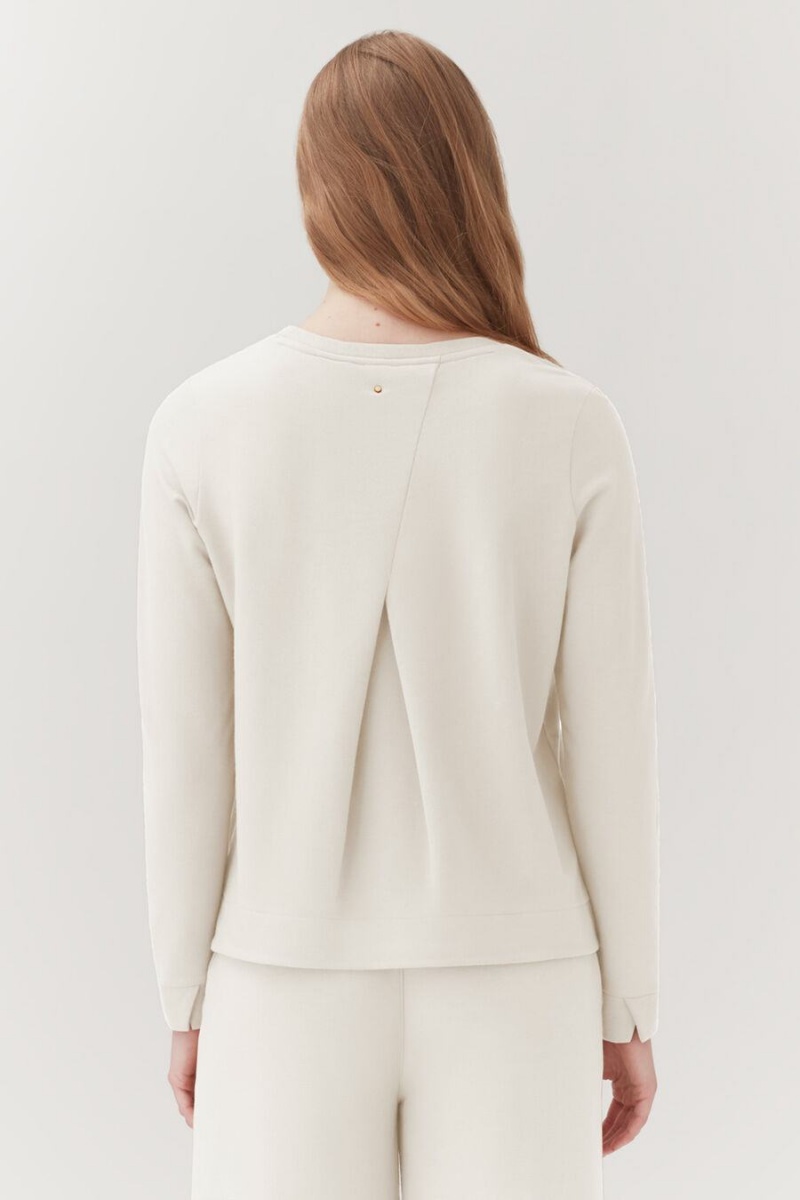 Sudaderas Cuyana French Terry Pleat-Back Mujer Blancas | UBR8021BQ