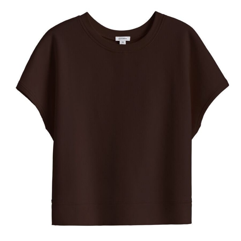 Sudaderas Cuyana French Terry Short Sleeve Mujer Marrones Oscuro | BCH833EB