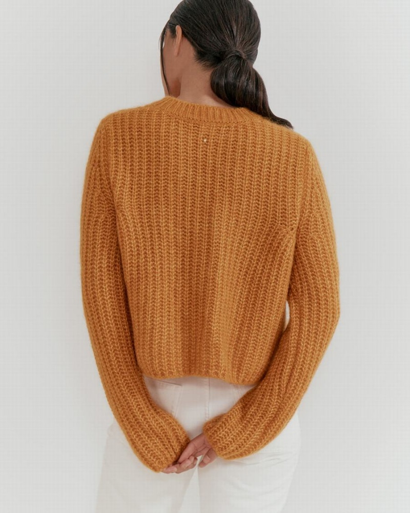 Suéteres Cuyana Alpaca Lana Crewneck Mujer Amarillo | KFR817UF