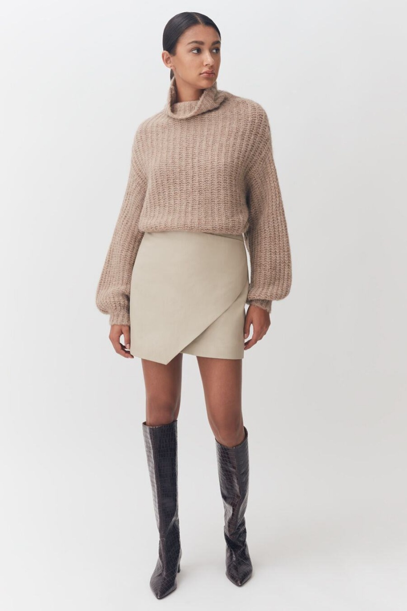 Suéteres Cuyana Alpaca Lana Turtleneck Mujer Kaki | NTD9267MS