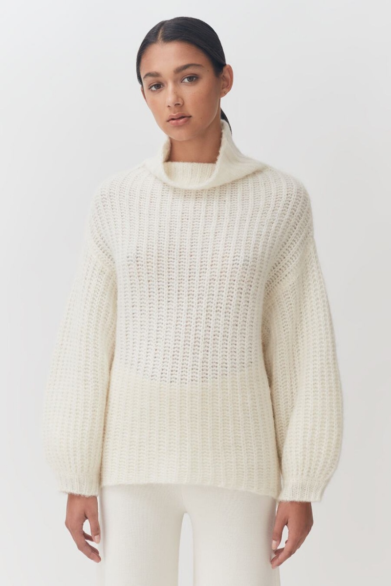 Suéteres Cuyana Alpaca Lana Turtleneck Mujer Blancas | NUN3977SB