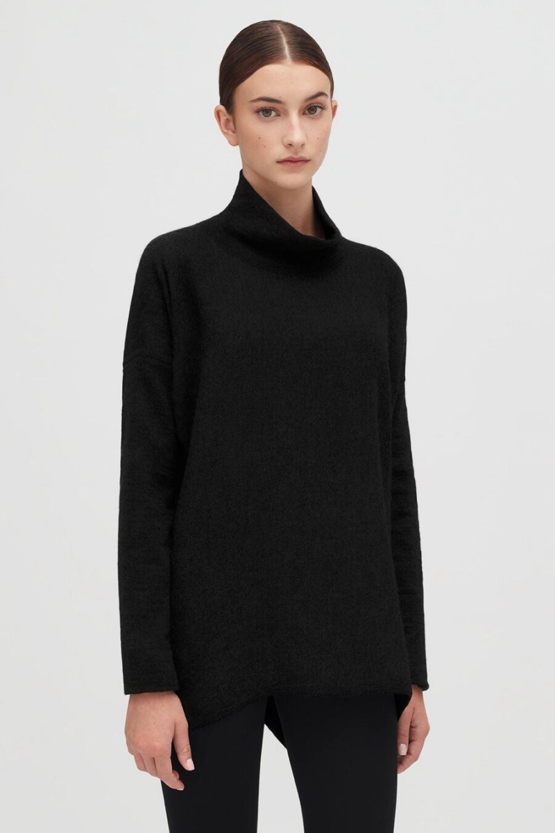 Suéteres Cuyana Alpaca Open-Back Turtleneck Mujer Negras | XLK1363RK