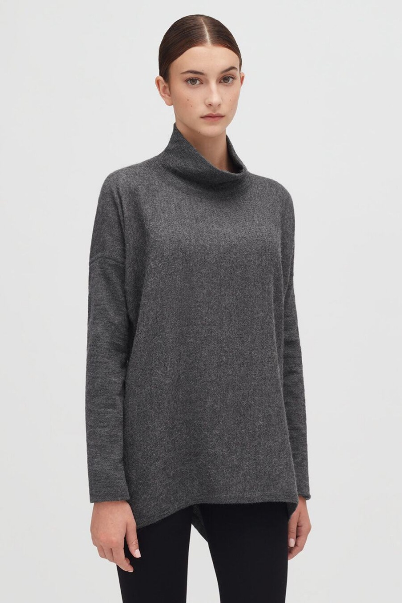 Suéteres Cuyana Alpaca Open-Back Turtleneck Mujer Gris | TLR904FR