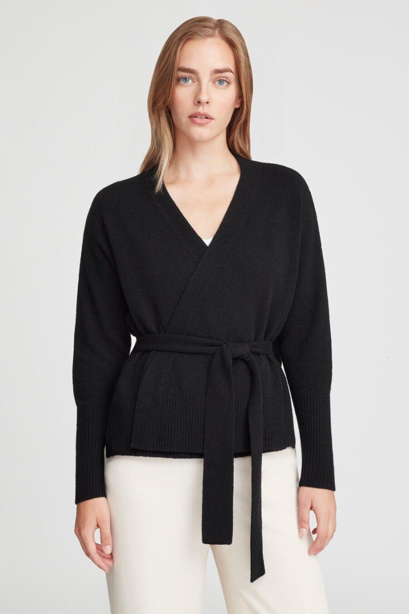 Suéteres Cuyana Cashmere Soft Wrap Mujer Negras | ATI6780BK