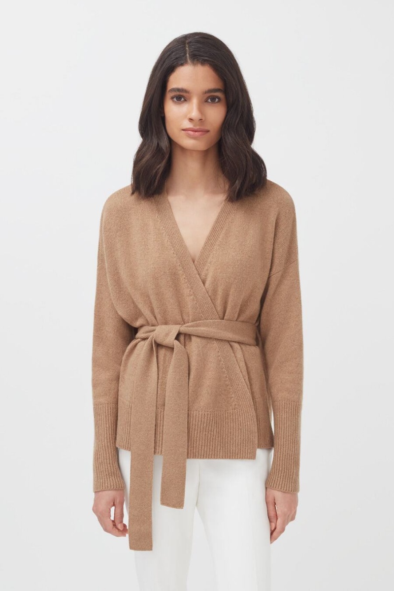 Suéteres Cuyana Cashmere Soft Wrap Mujer Marrones | GHT4135QJ