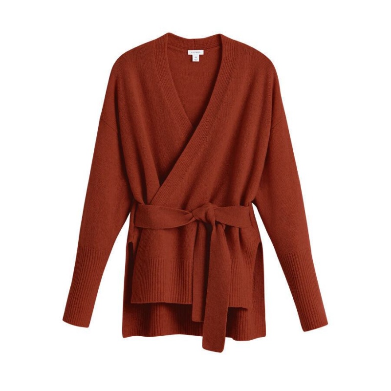 Suéteres Cuyana Cashmere Soft Wrap Mujer Naranjas Oscuro | JRK9942RJ