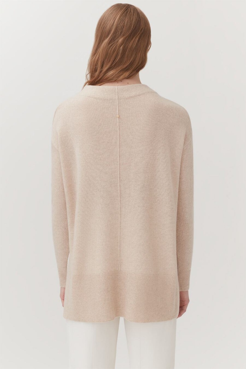 Suéteres Cuyana Single-Origin Cashmere Funnel Neck Mujer Beige | YNL7665BS