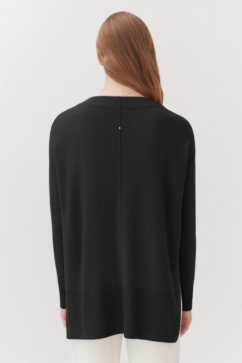 Suéteres Cuyana Single-Origin Cashmere Funnel Neck Mujer Negras | TXA7097RV