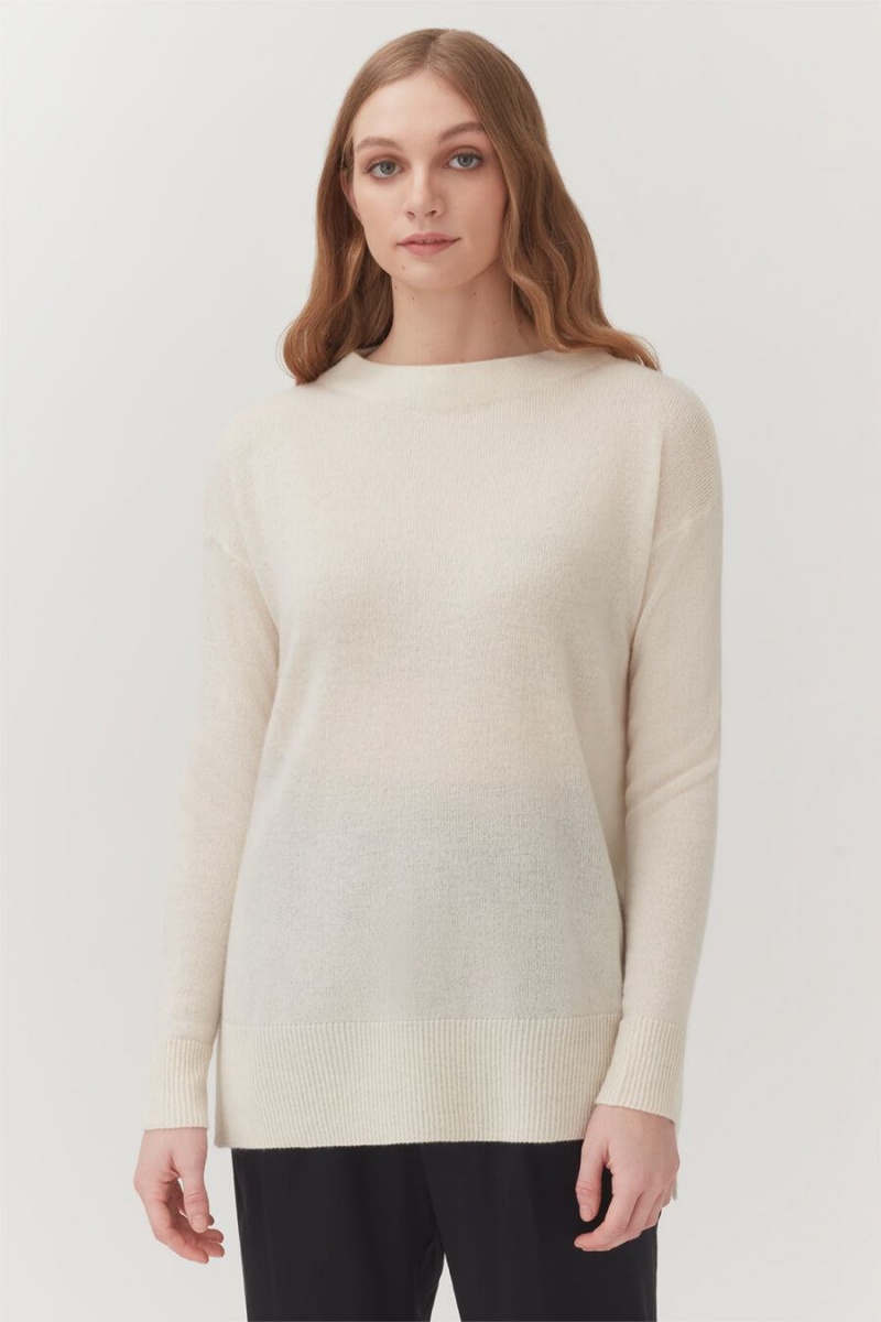 Suéteres Cuyana Single-Origin Cashmere Funnel Neck Mujer Blancas | EHI9656HU