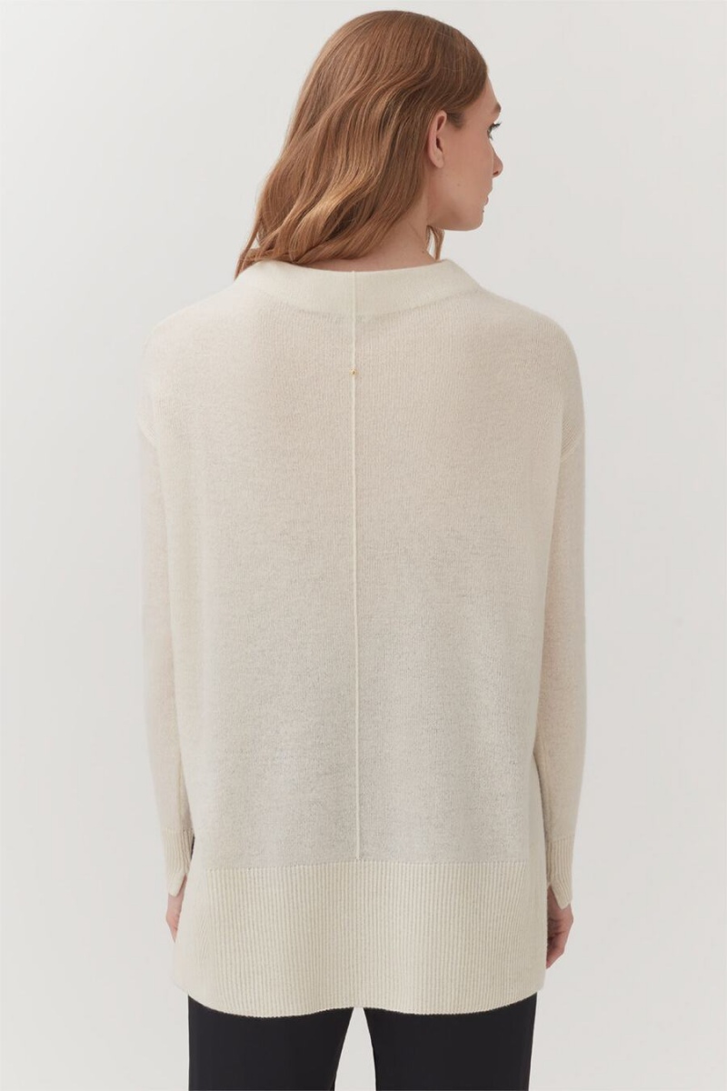 Suéteres Cuyana Single-Origin Cashmere Funnel Neck Mujer Blancas | EHI9656HU