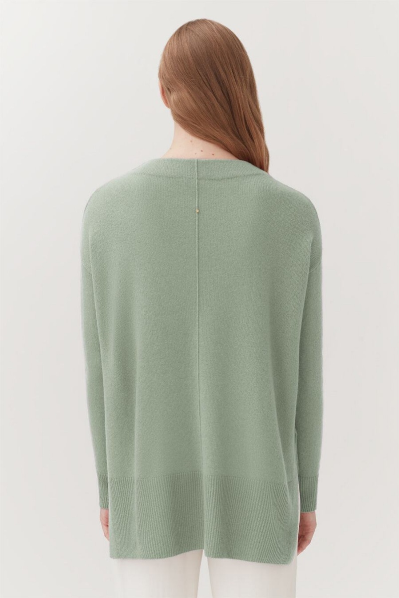 Suéteres Cuyana Single-Origin Cashmere Funnel Neck Mujer Verde | YNM7824FS