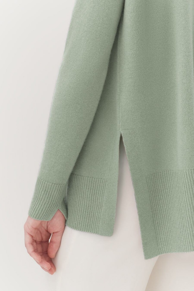 Suéteres Cuyana Single-Origin Cashmere Funnel Neck Mujer Verde | YNM7824FS