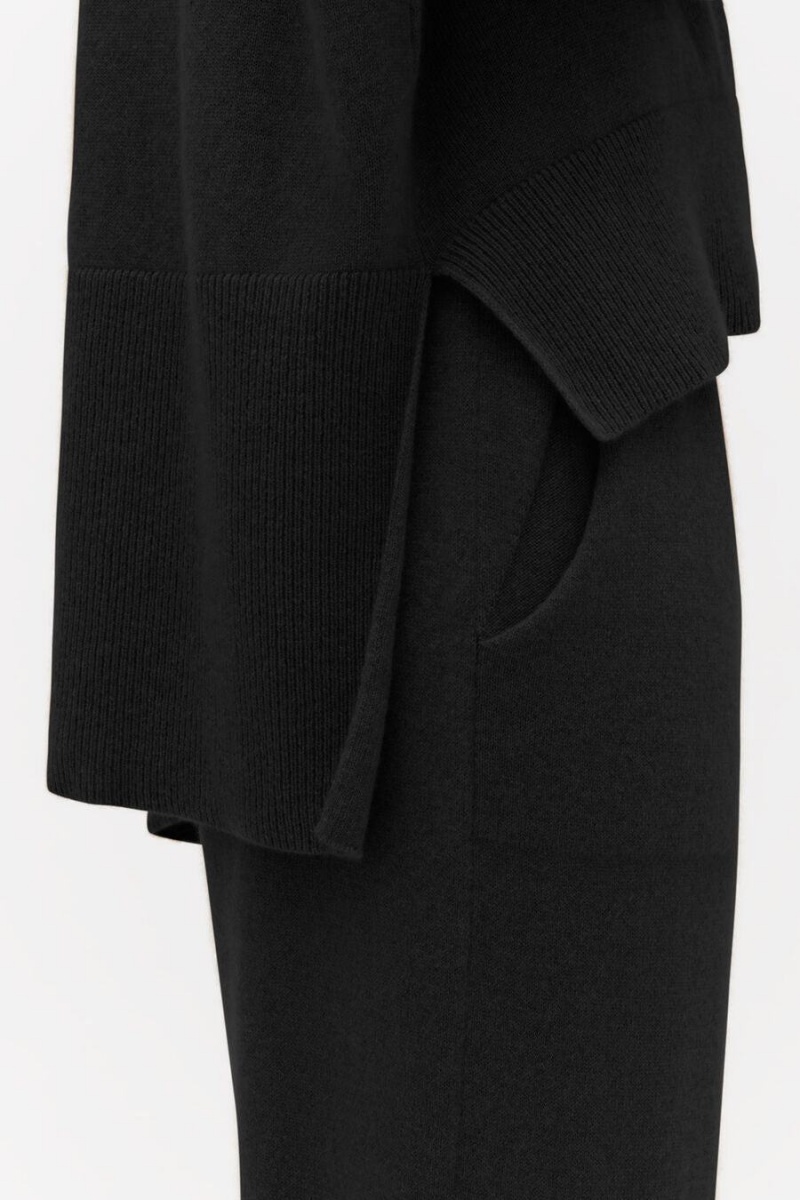 Suéteres Cuyana Single-Origin Cashmere Open Side Mujer Negras | XRL3054SH