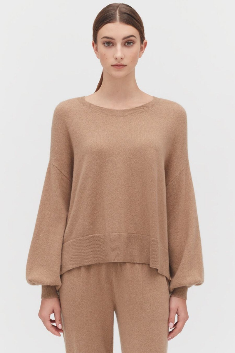 Suéteres Cuyana Single-Origin Cashmere Open Side Mujer Marrones | TSP4067WN