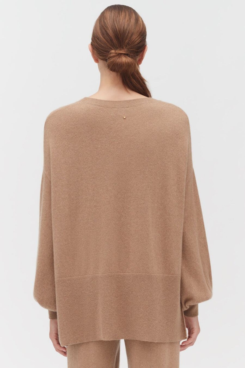 Suéteres Cuyana Single-Origin Cashmere Open Side Mujer Marrones | TSP4067WN