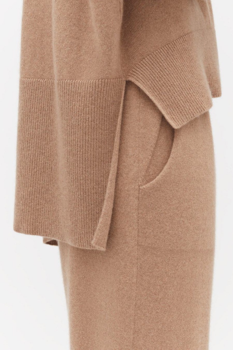 Suéteres Cuyana Single-Origin Cashmere Open Side Mujer Marrones | TSP4067WN