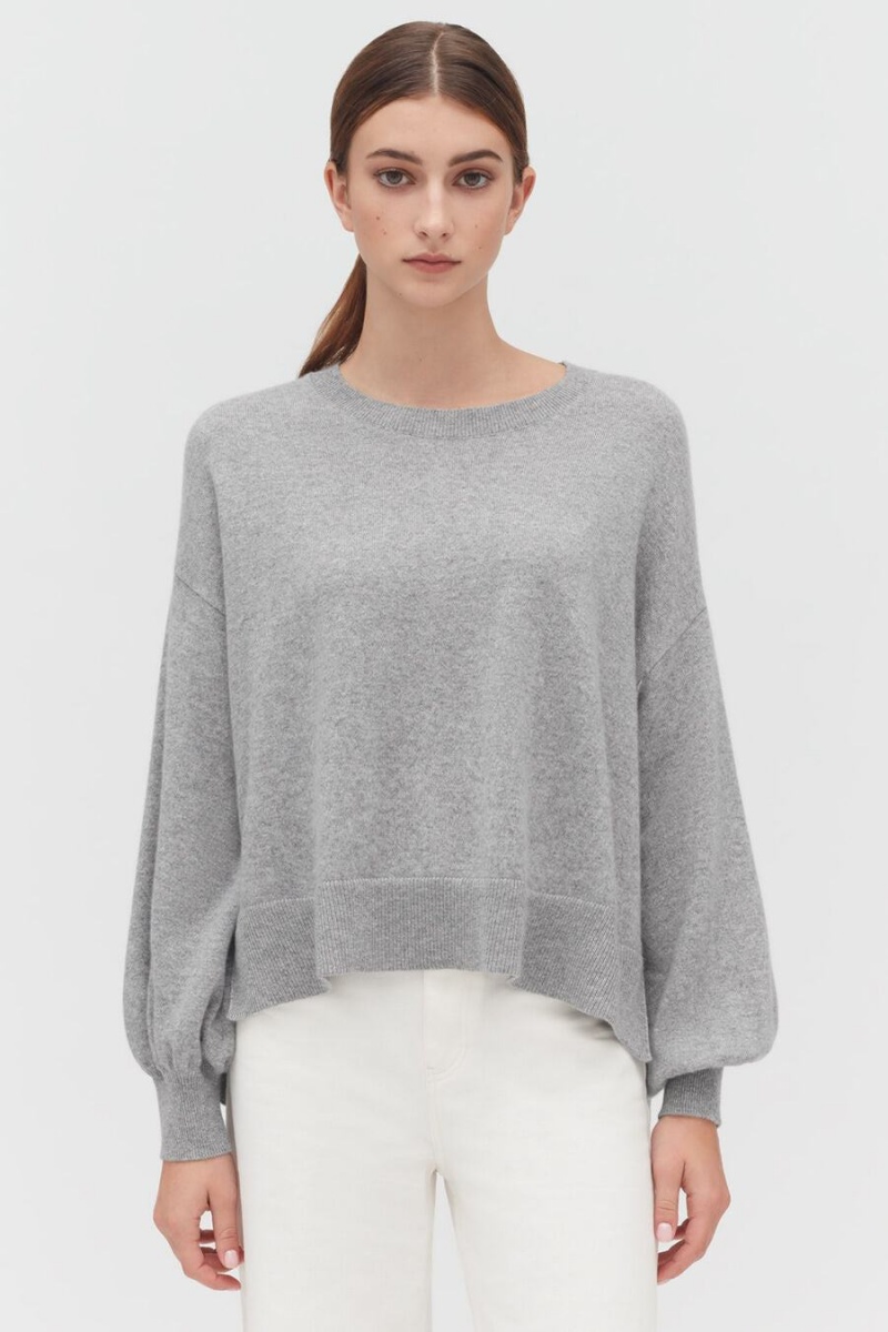 Suéteres Cuyana Single-Origin Cashmere Open Side Mujer Gris Claro | NNG9354OA