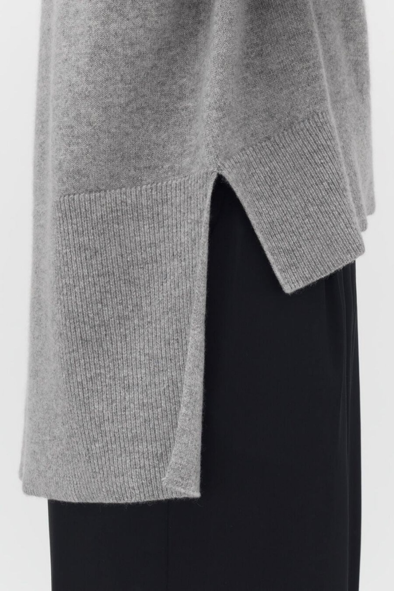 Suéteres Cuyana Single-Origin Cashmere Open Side Mujer Gris Claro | NNG9354OA