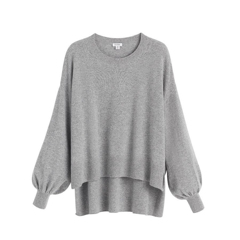 Suéteres Cuyana Single-Origin Cashmere Open Side Mujer Gris Claro | NNG9354OA