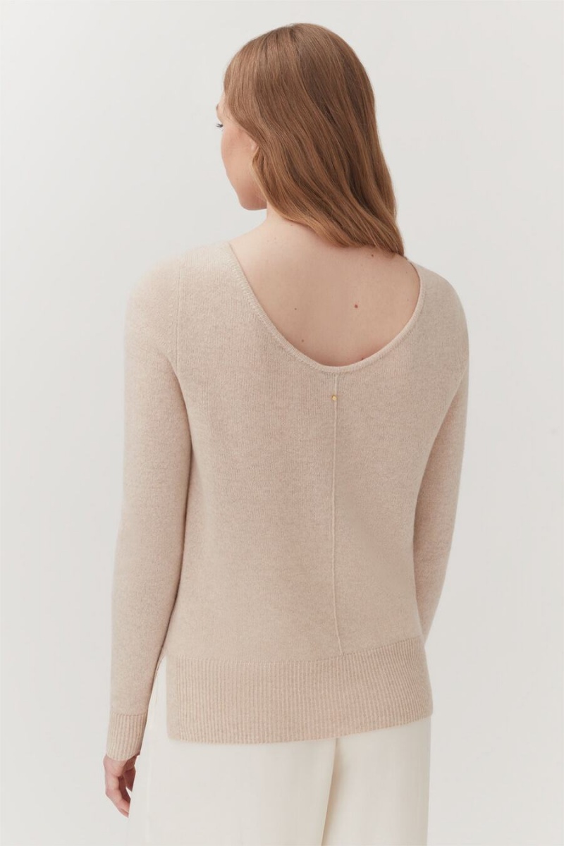 Suéteres Cuyana Single-Origin Cashmere Scoop Neck Mujer Beige | YDZ836OV