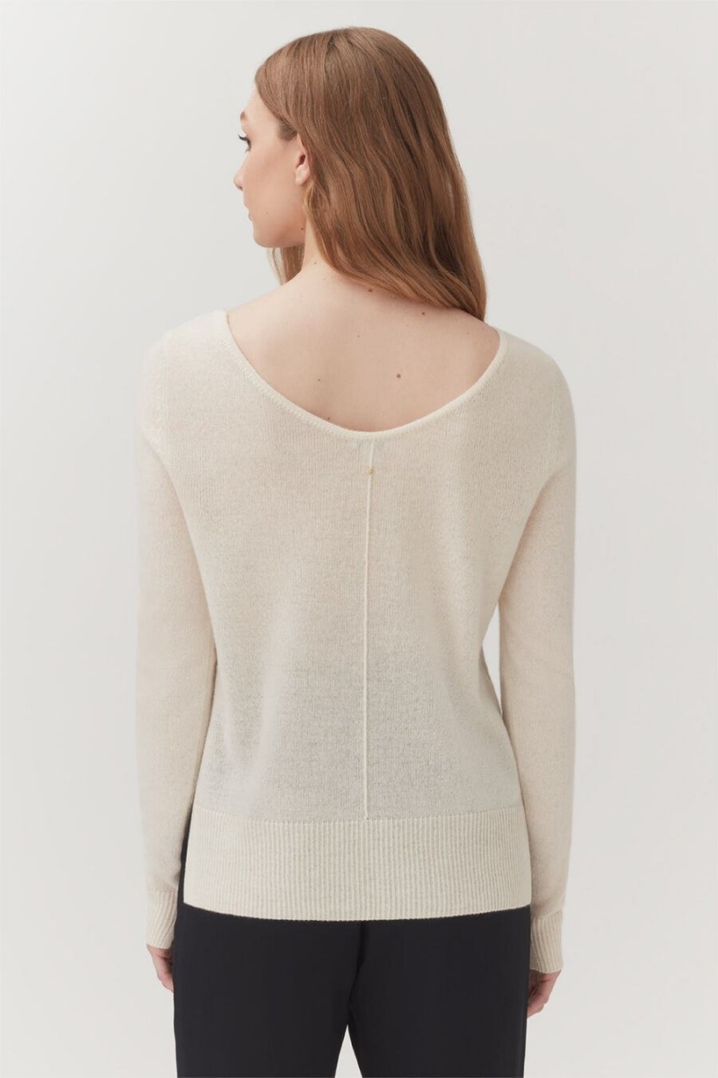 Suéteres Cuyana Single-Origin Cashmere Scoop Neck Mujer Blancas | YBQ914PG