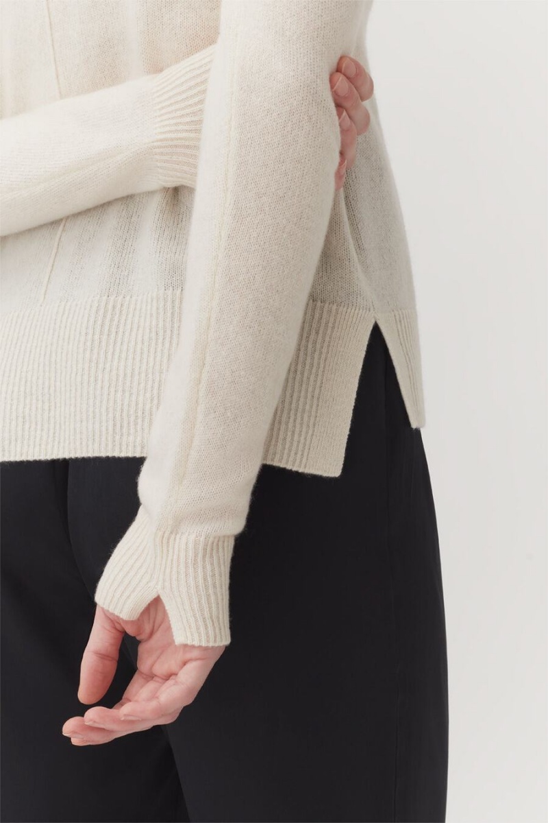 Suéteres Cuyana Single-Origin Cashmere Scoop Neck Mujer Blancas | YBQ914PG