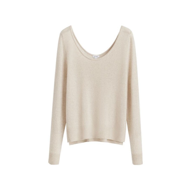 Suéteres Cuyana Single-Origin Cashmere Scoop Neck Mujer Blancas | YBQ914PG