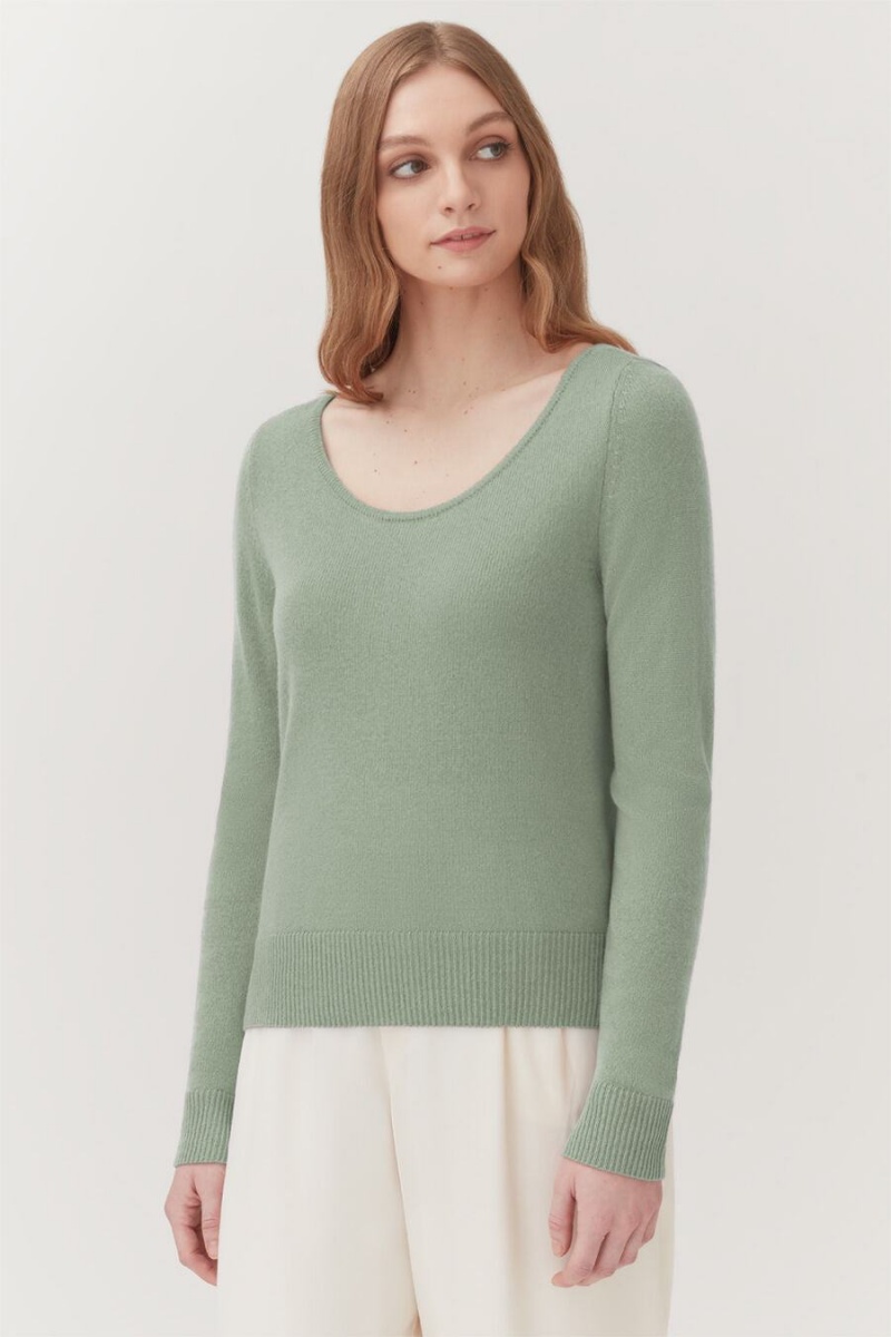 Suéteres Cuyana Single-Origin Cashmere Scoop Neck Mujer Verde | NQR4547NG