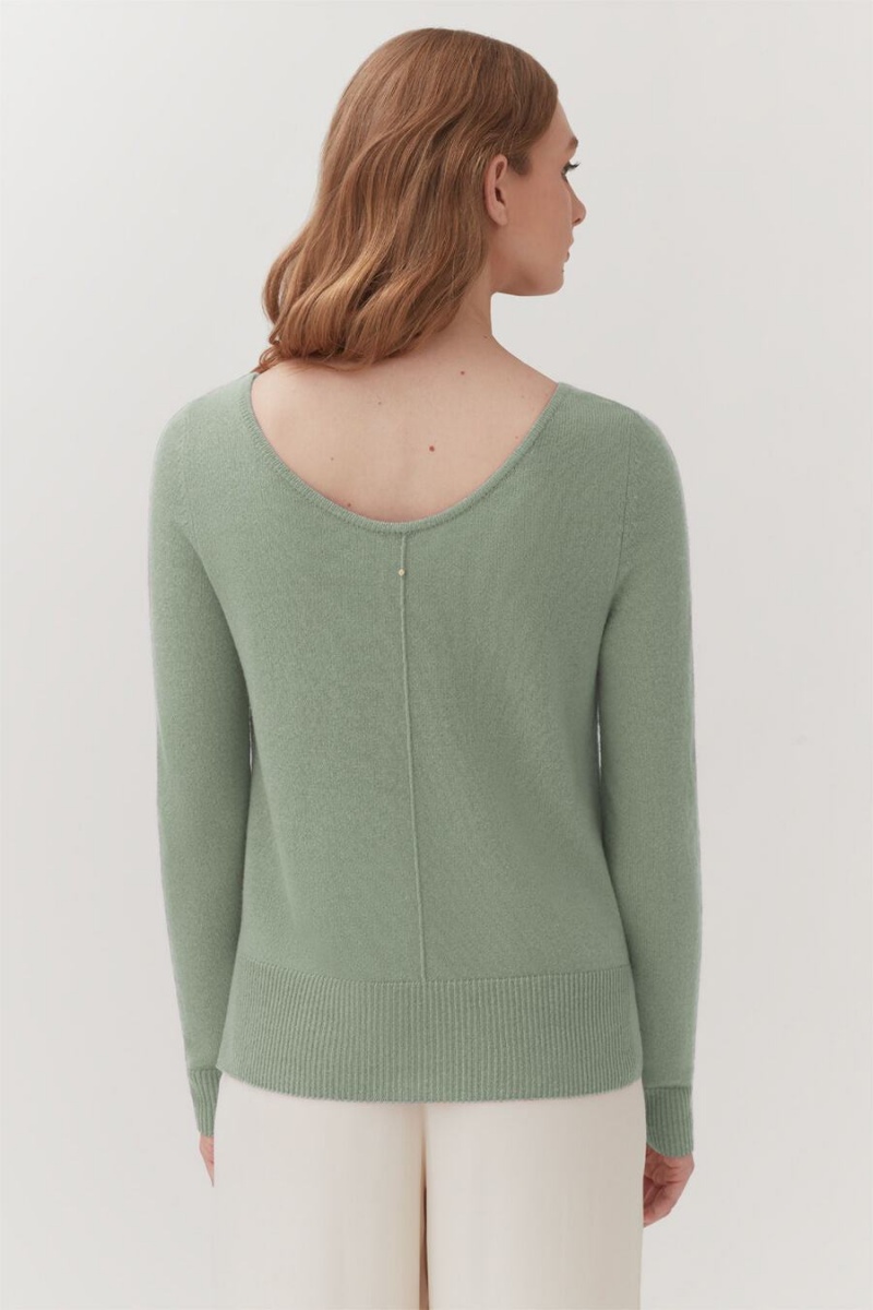 Suéteres Cuyana Single-Origin Cashmere Scoop Neck Mujer Verde | NQR4547NG