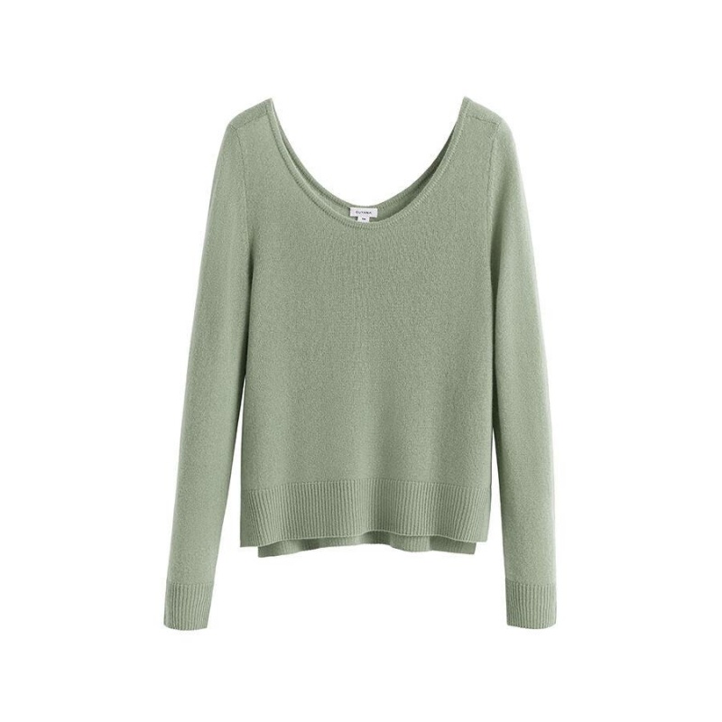 Suéteres Cuyana Single-Origin Cashmere Scoop Neck Mujer Verde | NQR4547NG