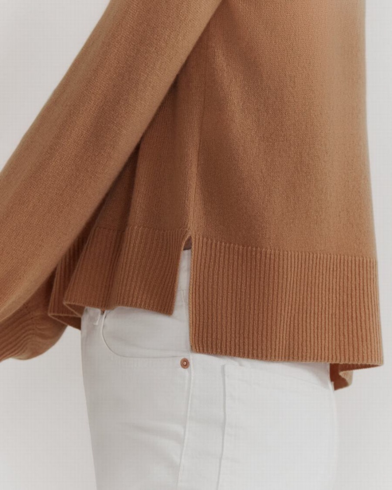 Suéteres Cuyana Single Origin Cashmere Cropped Mujer Marrones | MVC9456DJ