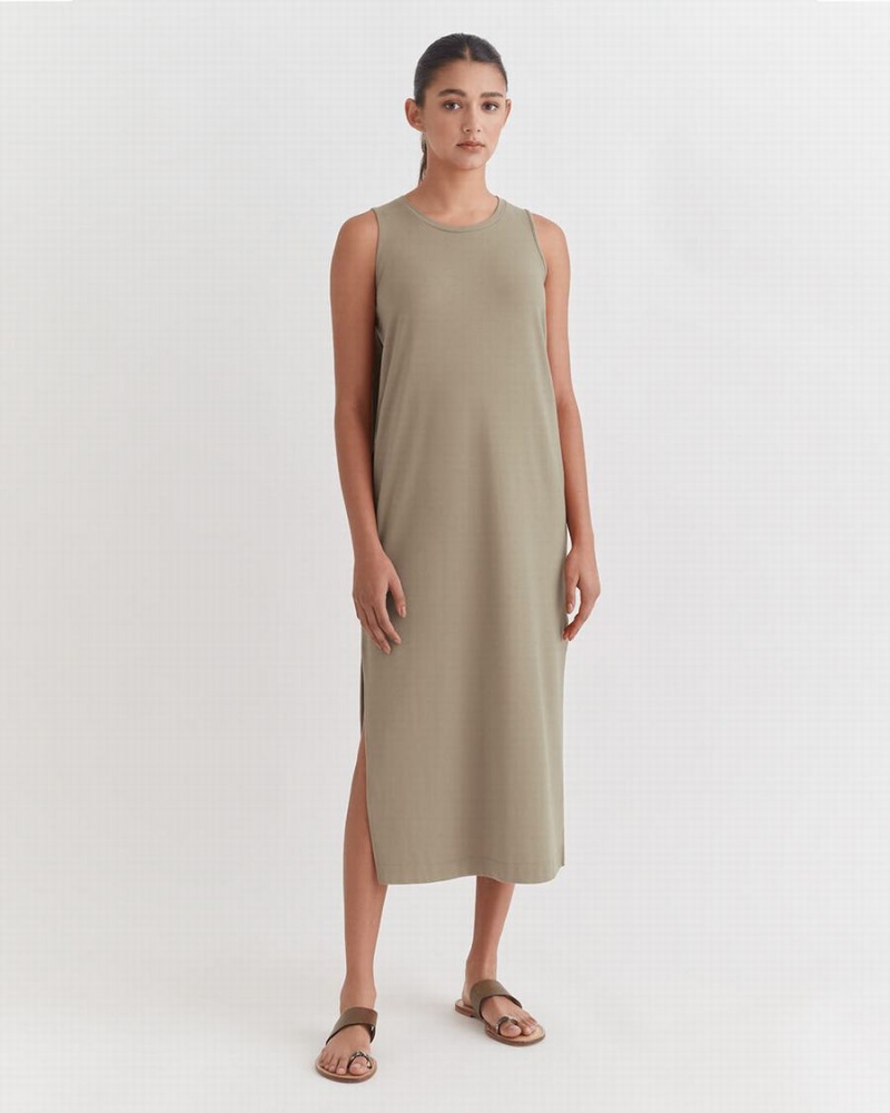 Vestido Cuyana Drape-Back Mujer Verde | MZE1450VM