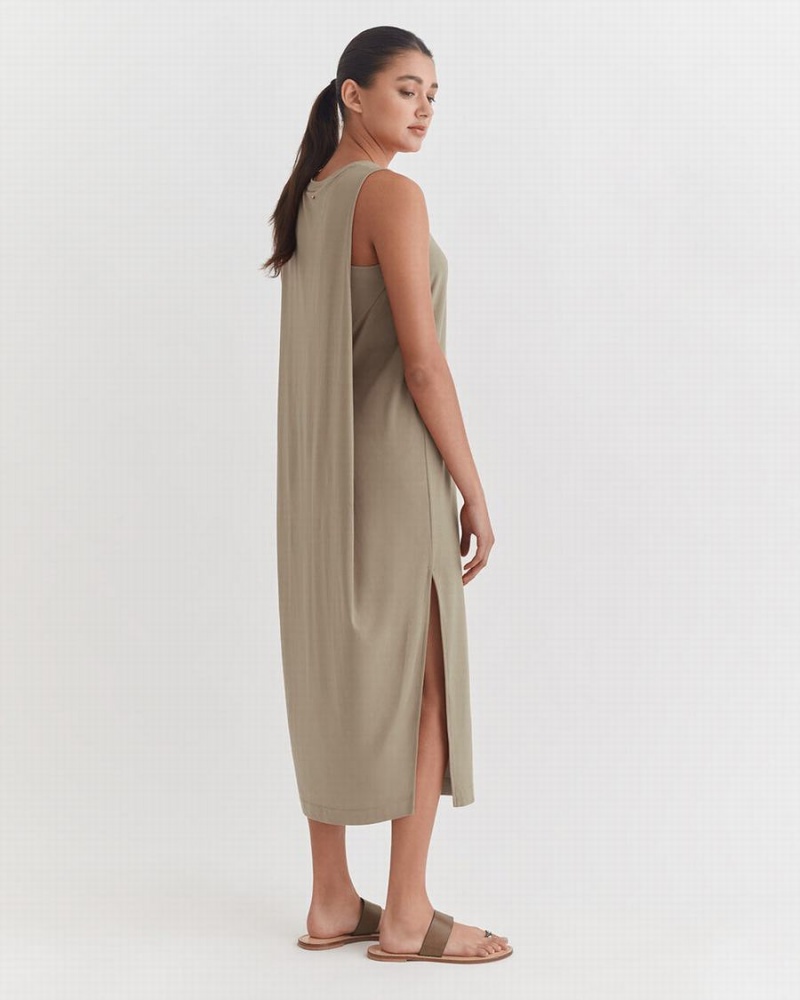 Vestido Cuyana Drape-Back Mujer Verde | MZE1450VM