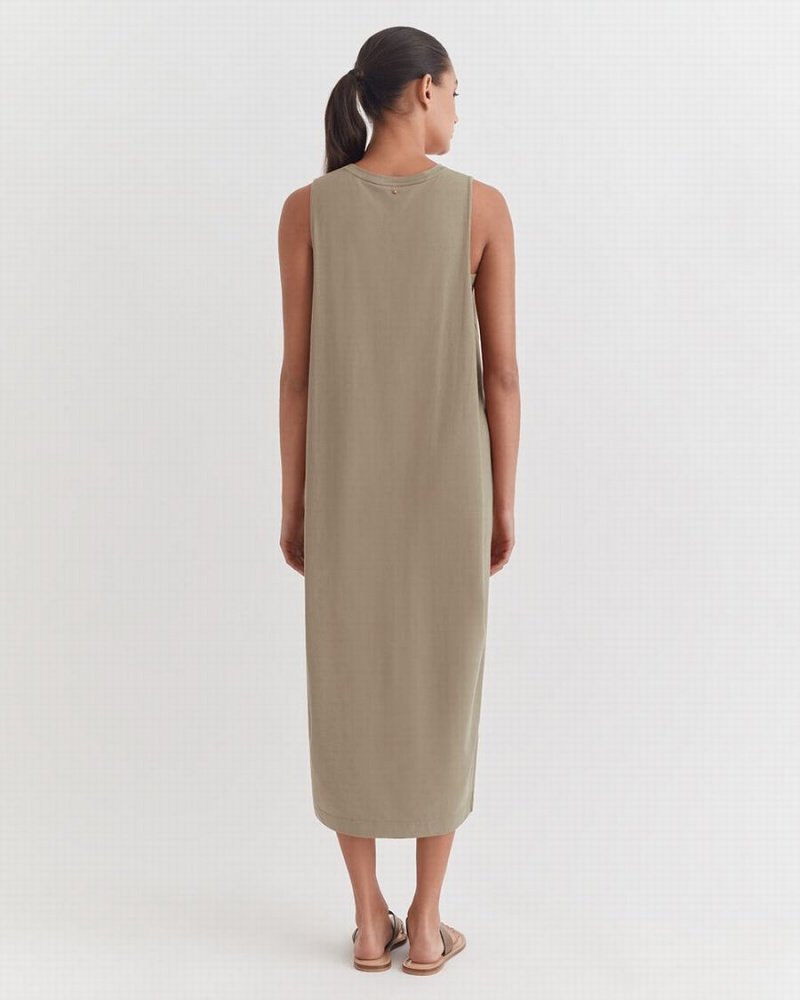 Vestido Cuyana Drape-Back Mujer Verde | MZE1450VM