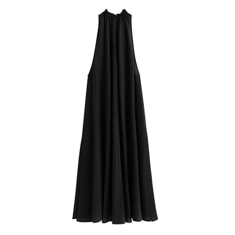 Vestido Cuyana Gathered-Neck Maxi Cover Up Mujer Negras | ABF9382HG