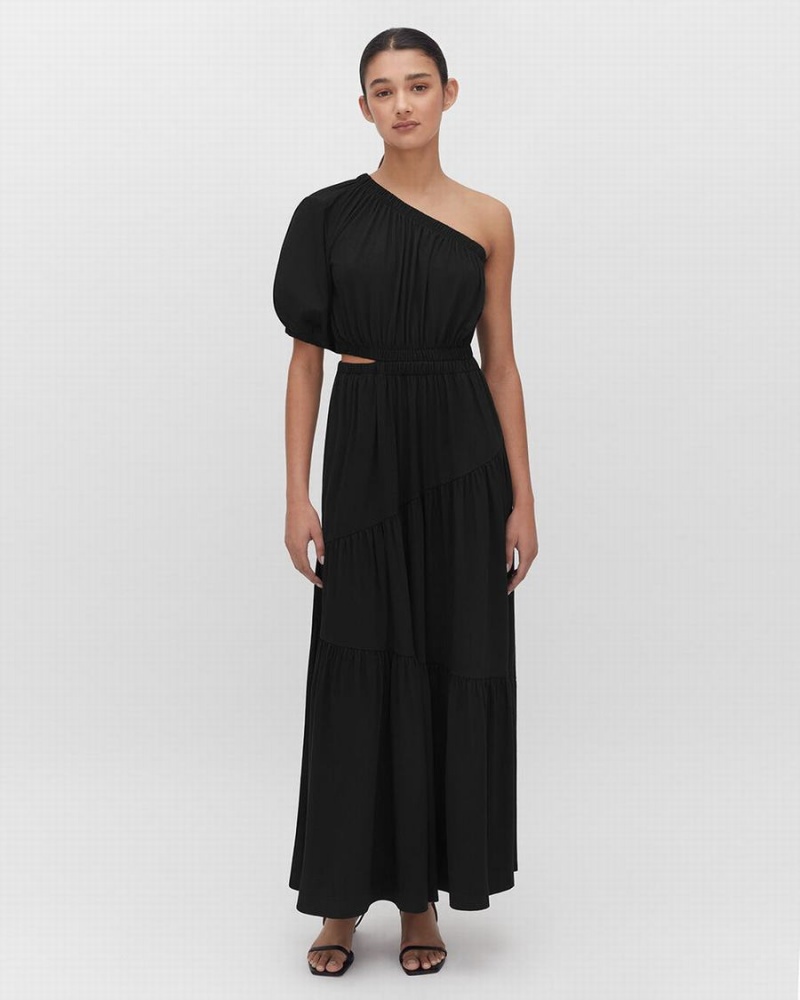 Vestido Cuyana Gathered One Shoulder Mujer Negras | ZCF8343TP