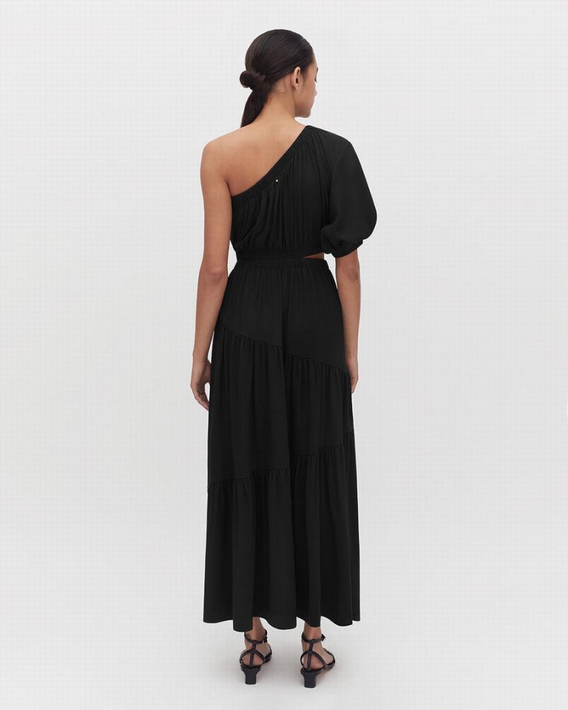 Vestido Cuyana Gathered One Shoulder Mujer Negras | ZCF8343TP