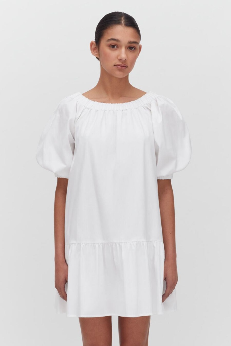 Vestido Cuyana Poplin Off The Shoulder Mujer Blancas | AHF2059CV