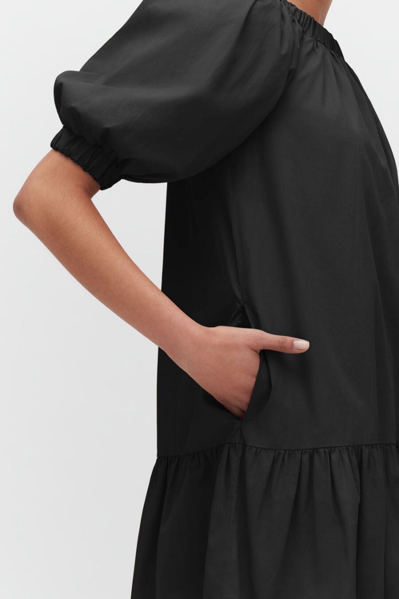 Vestido Cuyana Poplin Off The Shoulder Mujer Negras | IOS2894PQ