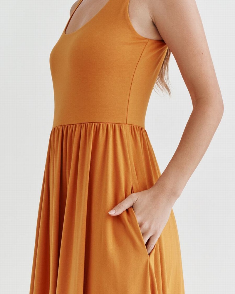 Vestido Cuyana Scoop Neck Mujer Amarillo | ORX8763GZ