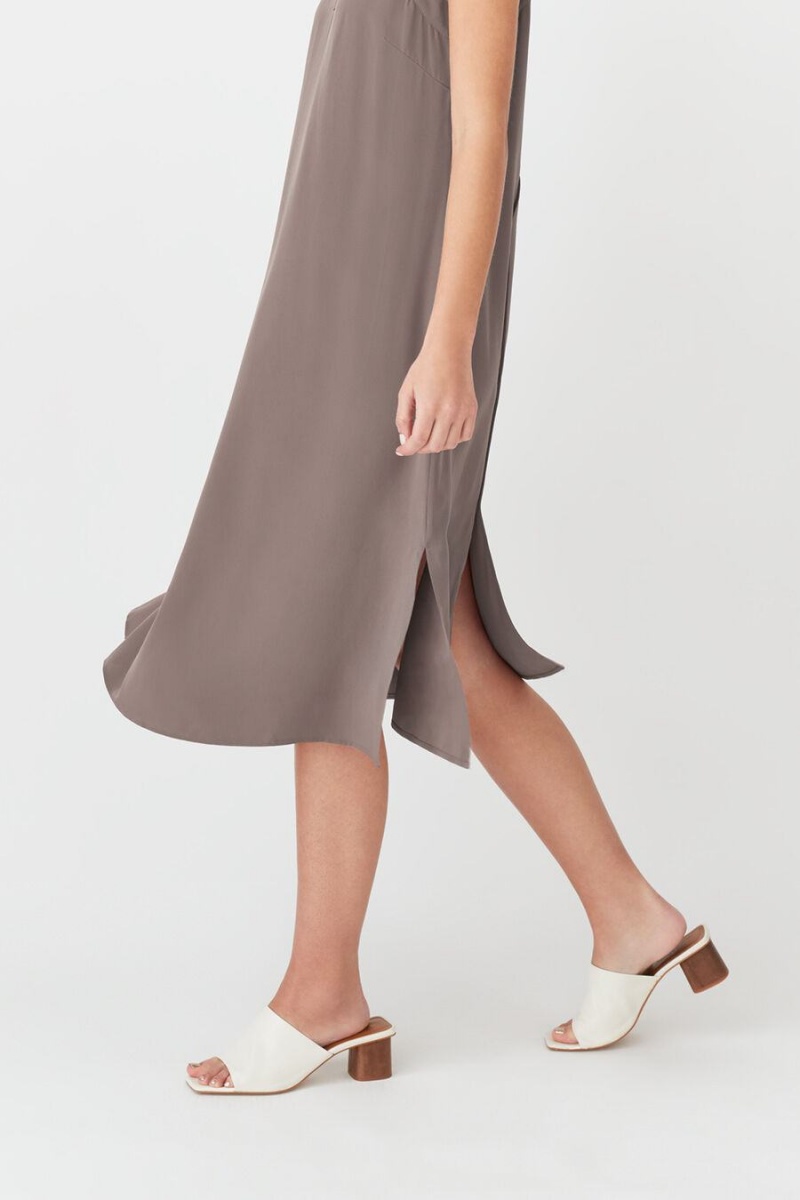 Vestido Cuyana Silk Slip Mujer Marrones Claro | DMX7736US